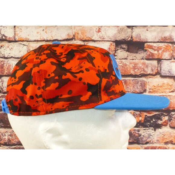 Nike Pro Snapback Hat Orange Camouflage Print With Blue Brim Adjustable Fit - Picture 2 of 6